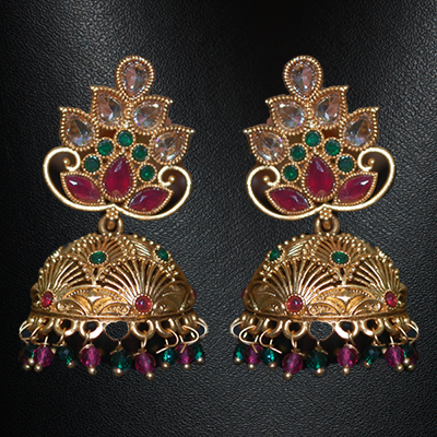 "1grm Fancy Gold coated Ear tops (Jhumkas)- MGR-1108-001 - Click here to View more details about this Product
